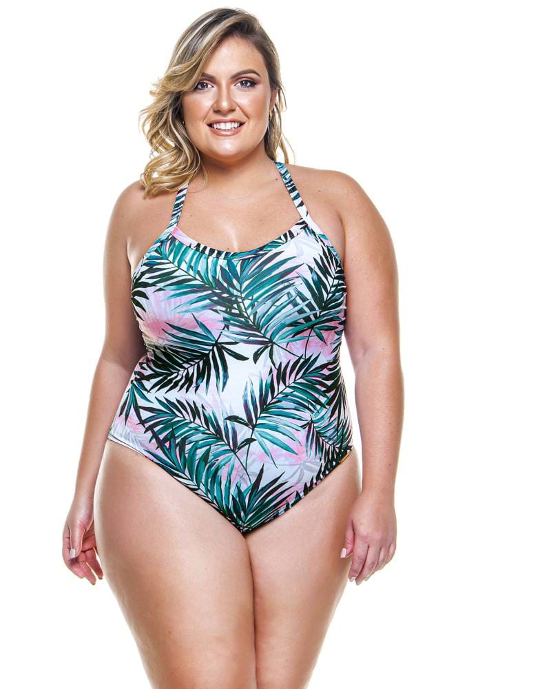 Front of a model wearing a size 22 Padded Swimsuit And Crossed Back in Romance by Lehona. | dia_product_style_image_id:267616
